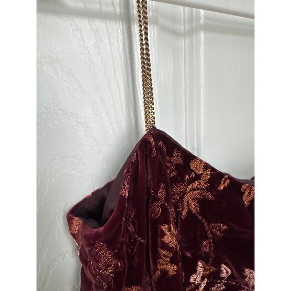 Vintage Oscar de la Renta Velvet Burnout Floral Slip dress chain straps M - Picture 17 of 17